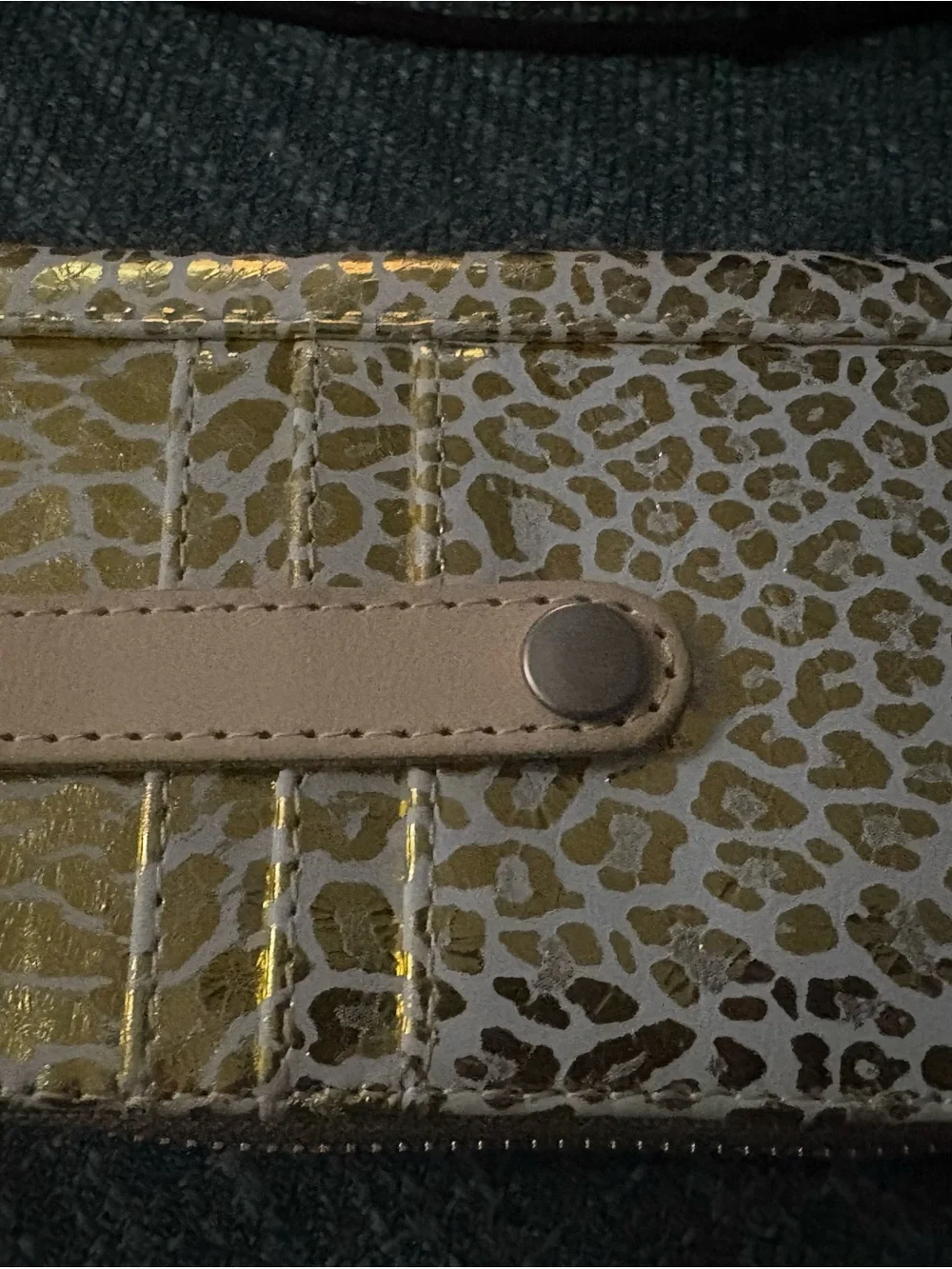 Consuela Metallic Gold and White Leopard Zip Wallet